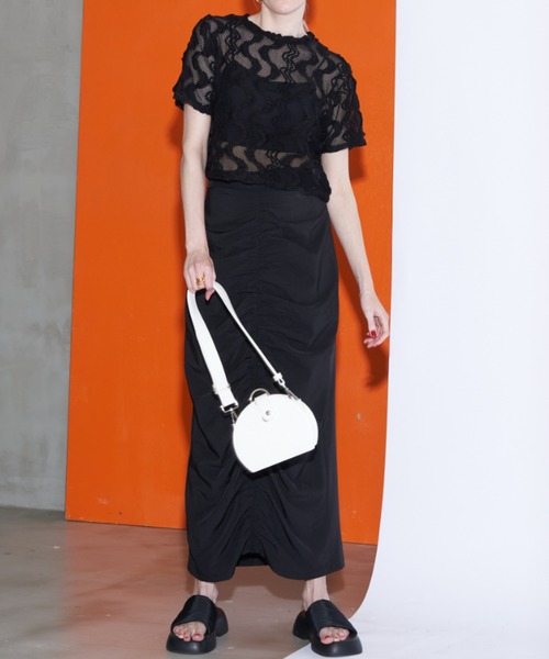 Solace（ソレイス）の「ウェーブメッシュクロップドT（Tシャツ/カットソー・レディース・ブラック/ナチュラル/ブルー・FREE）」の9枚目の写真