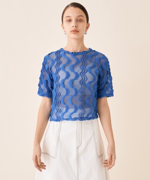 Solace（ソレイス）の「ウェーブメッシュクロップドT（Tシャツ/カットソー・レディース・ブラック/ブルー/ナチュラル・FREE）」の13枚目の写真