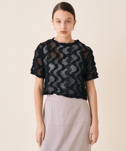 Solace（ソレイス）の「ウェーブメッシュクロップドT（Tシャツ/カットソー・レディース・ブラック/ブルー/ナチュラル・FREE）」の19枚目の写真