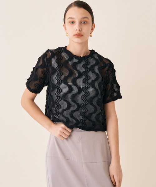 Solace（ソレイス）の「ウェーブメッシュクロップドT（Tシャツ/カットソー・レディース・ブラック/ブルー/ナチュラル・FREE）」の21枚目の写真