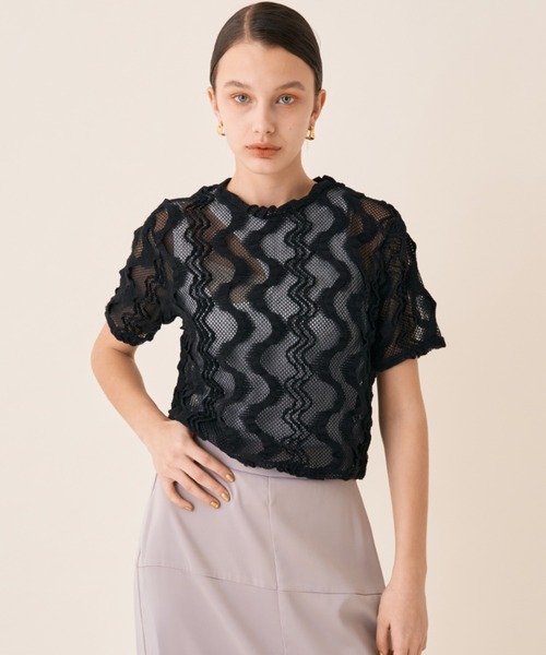 Solace（ソレイス）の「ウェーブメッシュクロップドT（Tシャツ/カットソー・レディース・ブラック/ブルー/ナチュラル・FREE）」の20枚目の写真