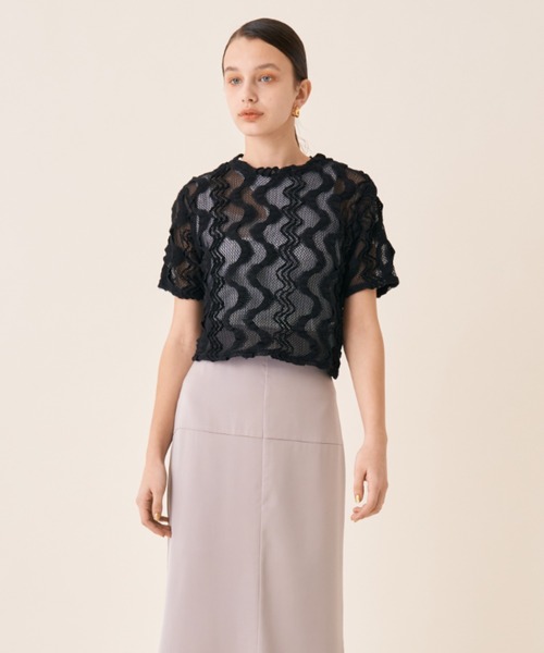 Solace（ソレイス）の「ウェーブメッシュクロップドT（Tシャツ/カットソー・レディース・ブラック/ブルー/ナチュラル・FREE）」の17枚目の写真