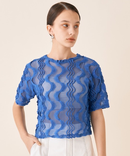 Solace（ソレイス）の「ウェーブメッシュクロップドT（Tシャツ/カットソー・レディース・ブラック/ブルー/ナチュラル・FREE）」の15枚目の写真