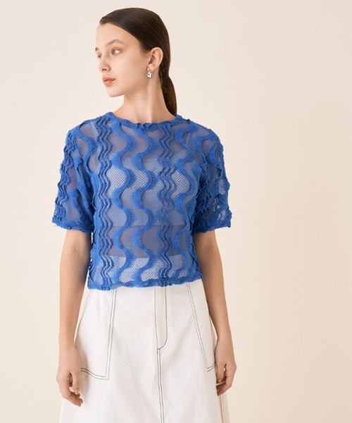 Solace（ソレイス）の「ウェーブメッシュクロップドT（Tシャツ/カットソー・レディース・ブラック/ブルー/ナチュラル・FREE）」の14枚目の写真