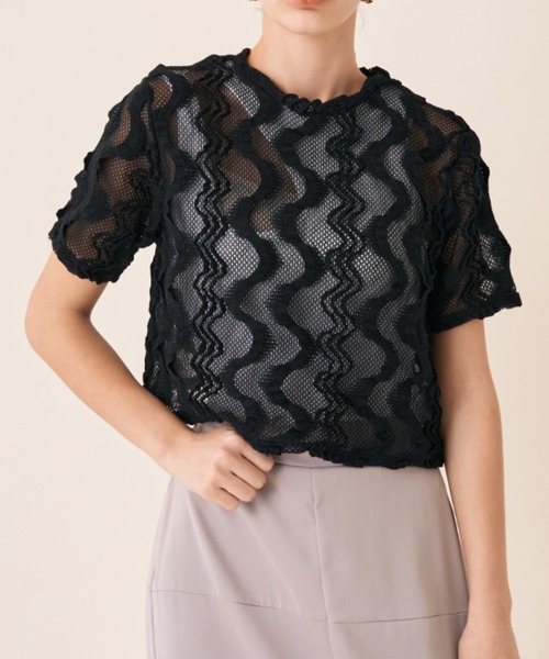 Solace（ソレイス）の「ウェーブメッシュクロップドT（Tシャツ/カットソー・レディース・ブラック/ブルー/ナチュラル・FREE）」の22枚目の写真