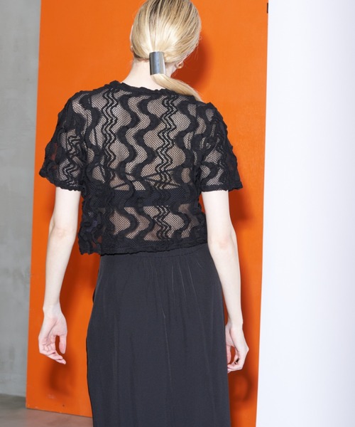 Solace（ソレイス）の「ウェーブメッシュクロップドT（Tシャツ/カットソー・レディース・ブラック/ナチュラル/ブルー・FREE）」の14枚目の写真