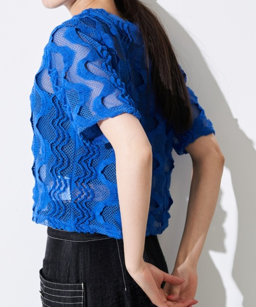 Solace（ソレイス）の「ウェーブメッシュクロップドT（Tシャツ/カットソー・レディース・ブラック/ブルー/ナチュラル・FREE）」の7枚目の写真