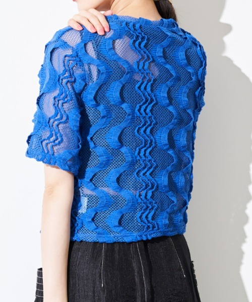 Solace（ソレイス）の「ウェーブメッシュクロップドT（Tシャツ/カットソー・レディース・ブラック/ブルー/ナチュラル・FREE）」の9枚目の写真