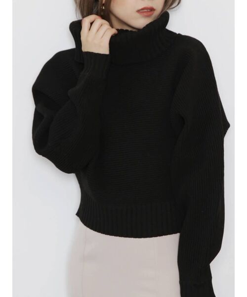 MURUA（ムルーア）の「BIGタートルニットプルオーバー（ニット/セーター・レディース・ブラック/ベージュ/ネイビー/グリーン/モカ・FREE）」の2枚目の写真