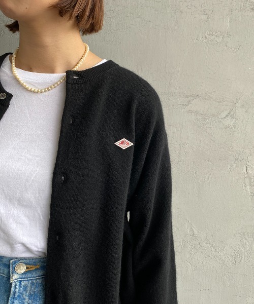 美品♡ ダントン ラムウール クルーネックニットカーディガン ブラック 36 DANTON [ダントン] W LAMBSWOOL CREW NECK KNIT CARDIGAN [DT-D0031LMW
