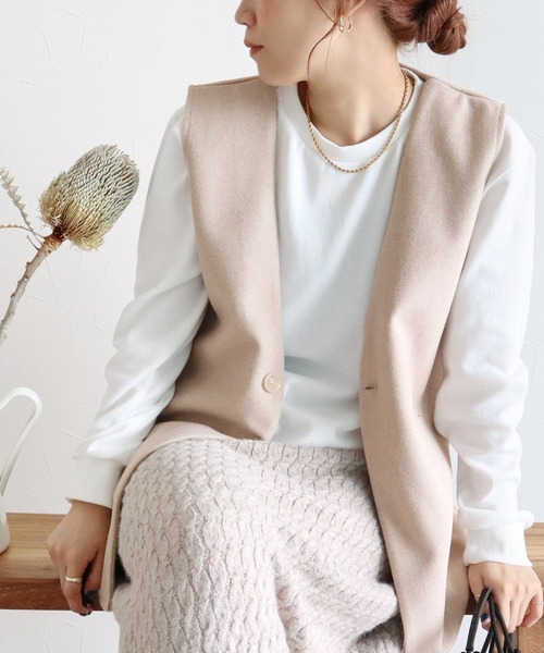 reca(レカ)の「メルトンベスト(ベスト・レディース・オートミール/ブラック・M)」の1枚目の写真