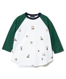 CUBE SUGAR（キューブシュガー）の「CUBE SUGAR/キューブシュガー　21/-天竺総柄刺繍7分袖ラグランT（Tシャツ/カットソー）」