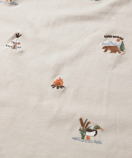 CUBE SUGAR(キューブシュガー)の「CUBE SUGAR/キューブシュガー 21/-天竺総柄刺繍7分袖ラグランT(Tシャツ/カットソー・レディース・ホワイト/ベージュ・FREE)」の5枚目の写真