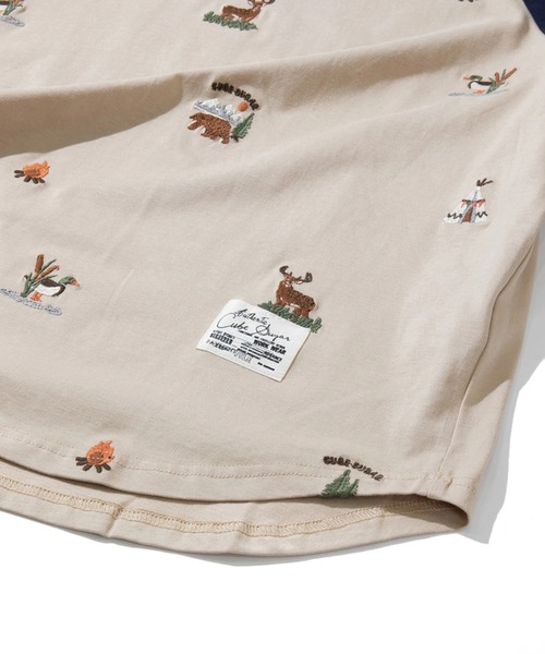 CUBE SUGAR(キューブシュガー)の「CUBE SUGAR/キューブシュガー 21/-天竺総柄刺繍7分袖ラグランT(Tシャツ/カットソー・レディース・ホワイト/ベージュ・FREE)」の6枚目の写真