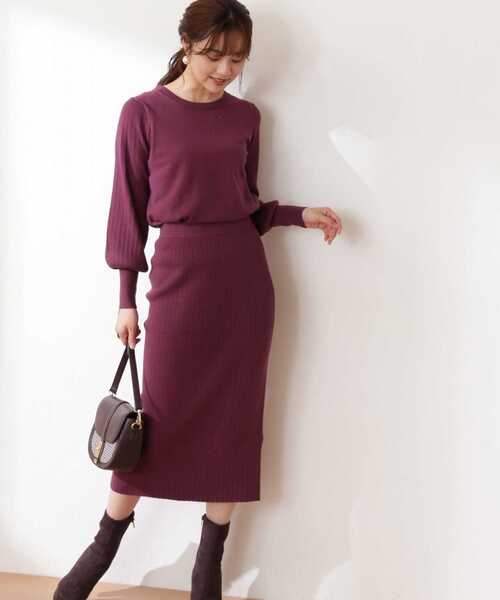 PROPORTION BODY DRESSING（プロポーションボディドレッシング）の「ランダムリブニットセットアップ / 1212240005（ワンピース・レディース・ブルー/ボルドー/ダークグレー・SMALL/MEDIUM）」の19枚目の写真