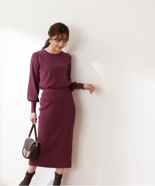 PROPORTION BODY DRESSING（プロポーションボディドレッシング）の「ランダムリブニットセットアップ / 1212240005（ワンピース・レディース・ブルー/ボルドー/ダークグレー・SMALL/MEDIUM）」の10枚目の写真