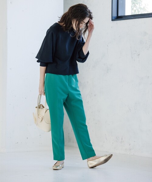 OPAQUE.CLIP（オペークドットクリップ）の「◆【ネオサーモ】ストレッチツイル イージーテーパードパンツ（その他パンツ・レディース・ブラック/グリーン/チャコールグレー/ライトグレー/パープル系/イエロー・36/40/38/42/34）」の14枚目の写真