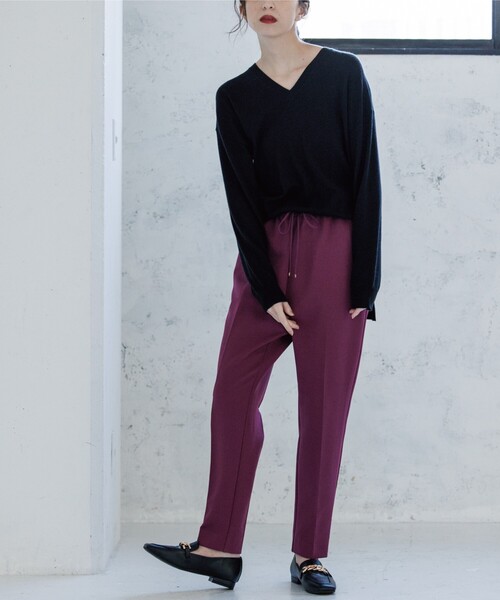 OPAQUE.CLIP（オペークドットクリップ）の「◆【ネオサーモ】ストレッチツイル イージーテーパードパンツ（その他パンツ・レディース・ブラック/グリーン/チャコールグレー/ライトグレー/パープル系/イエロー・36/40/38/42/34）」の19枚目の写真