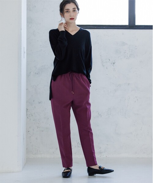 OPAQUE.CLIP（オペークドットクリップ）の「◆【ネオサーモ】ストレッチツイル イージーテーパードパンツ（その他パンツ・レディース・ブラック/グリーン/チャコールグレー/ライトグレー/パープル系/イエロー・36/40/38/42/34）」の15枚目の写真