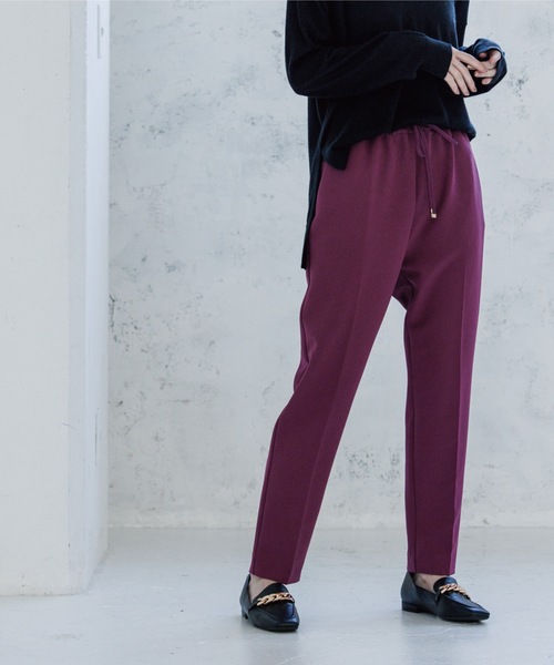 OPAQUE.CLIP（オペークドットクリップ）の「◆【ネオサーモ】ストレッチツイル イージーテーパードパンツ（その他パンツ・レディース・ブラック/グリーン/チャコールグレー/ライトグレー/パープル系/イエロー・36/40/38/42/34）」の6枚目の写真