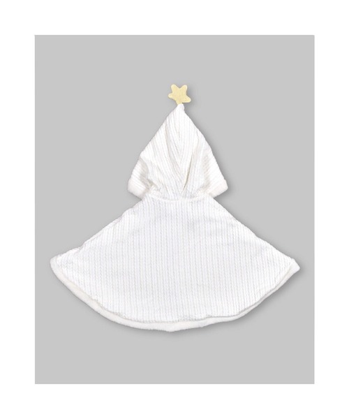 SLAP SLIP BABY(スラップスリップベビー)の「SLAPSLIPBABY/手袋パッチ星モチーフケーブル編み裏ボアマントベビー(50~90cm)(ポンチョ・キッズ・ピンク/オフホワイト・ONESIZE)」の9枚目の写真