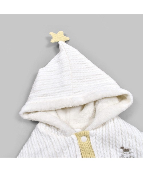 SLAP SLIP BABY(スラップスリップベビー)の「SLAPSLIPBABY/手袋パッチ星モチーフケーブル編み裏ボアマントベビー(50~90cm)(ポンチョ・キッズ・ピンク/オフホワイト・ONESIZE)」の18枚目の写真