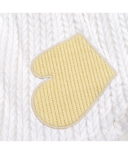 SLAP SLIP BABY(スラップスリップベビー)の「SLAPSLIPBABY/手袋パッチ星モチーフケーブル編み裏ボアマントベビー(50~90cm)(ポンチョ・キッズ・ピンク/オフホワイト・ONESIZE)」の4枚目の写真