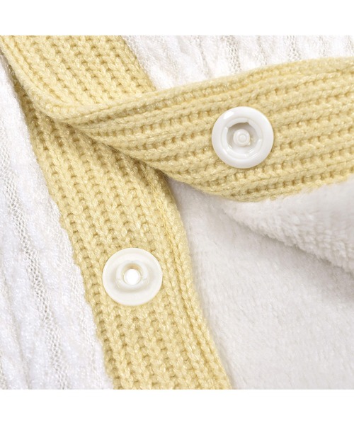 SLAP SLIP BABY(スラップスリップベビー)の「SLAPSLIPBABY/手袋パッチ星モチーフケーブル編み裏ボアマントベビー(50~90cm)(ポンチョ・キッズ・ピンク/オフホワイト・ONESIZE)」の7枚目の写真
