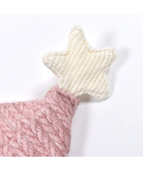 SLAP SLIP BABY(スラップスリップベビー)の「SLAPSLIPBABY/手袋パッチ星モチーフケーブル編み裏ボアマントベビー(50~90cm)(ポンチョ・キッズ・ピンク/オフホワイト・ONESIZE)」の17枚目の写真