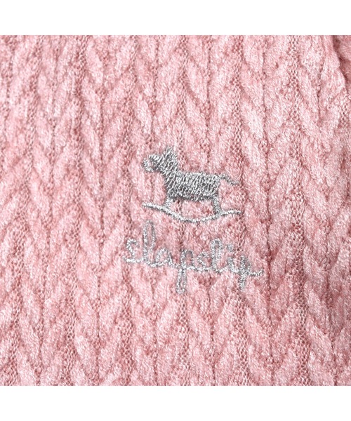 SLAP SLIP BABY(スラップスリップベビー)の「SLAPSLIPBABY/手袋パッチ星モチーフケーブル編み裏ボアマントベビー(50~90cm)(ポンチョ・キッズ・ピンク/オフホワイト・ONESIZE)」の5枚目の写真