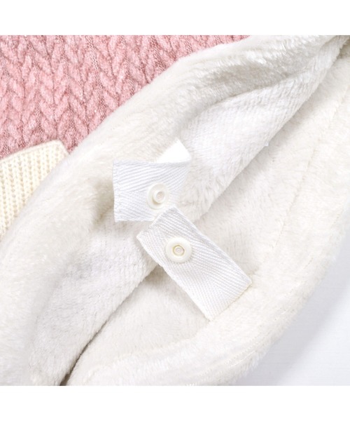 SLAP SLIP BABY(スラップスリップベビー)の「SLAPSLIPBABY/手袋パッチ星モチーフケーブル編み裏ボアマントベビー(50~90cm)(ポンチョ・キッズ・ピンク/オフホワイト・ONESIZE)」の8枚目の写真