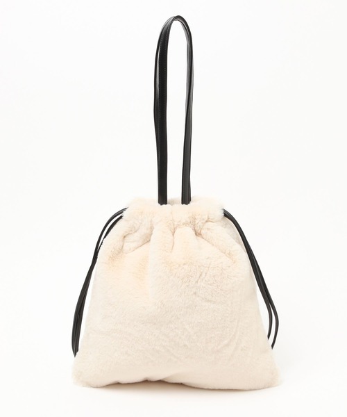 GLOBAL WORK（グローバルワーク）の「2WAYファー巾着バッグ/157513（トートバッグ・レディース・ダークブラウン/グレー/オフホワイト・FREE）」の8枚目の写真