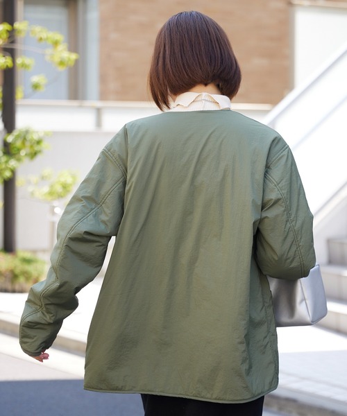 CIAOPANIC TYPY（チャオパニックティピー）の「□【OSORO】AIRTECHノーカラー中綿ブルゾン（ノーカラージャケット・メンズ・ブラック/カーキ・M/S/L）」の14枚目の写真