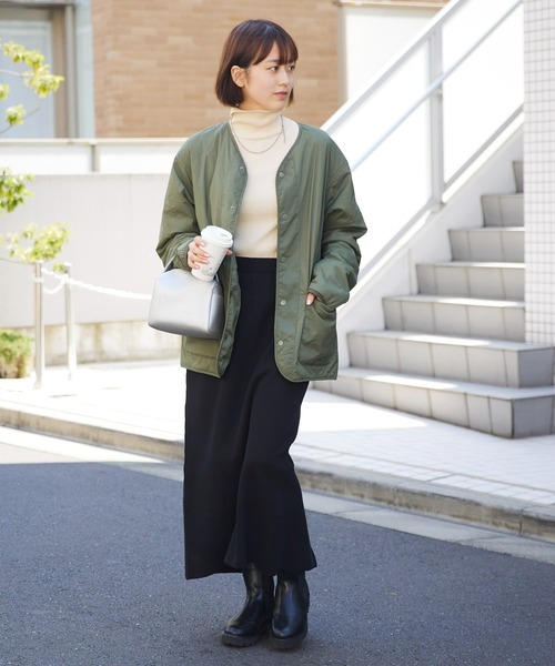 CIAOPANIC TYPY（チャオパニックティピー）の「□【OSORO】AIRTECHノーカラー中綿ブルゾン（ノーカラージャケット・メンズ・ブラック/カーキ・M/S/L）」の16枚目の写真