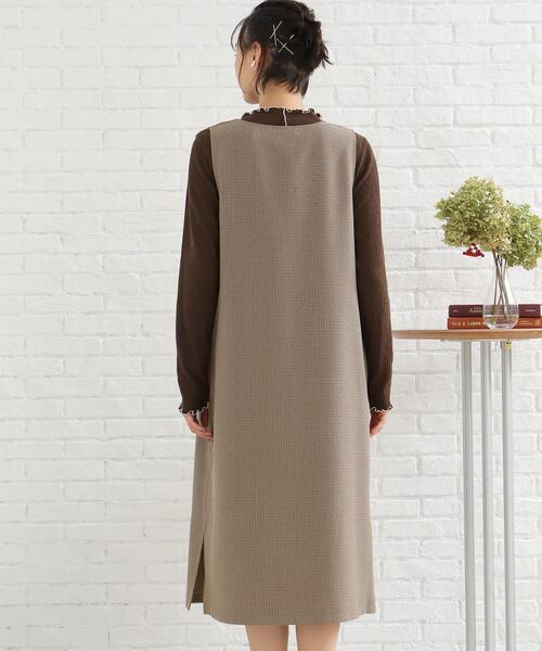 SHOO・LA・RUE(シューラルー)の「◆【親子リンク対応/大人カジュアル】体系カバーも叶う!ウール調深Vネックジャンドレ(スカート・レディース・モスグリーン/キャメル/ブラック・04/03/02)」の6枚目の写真