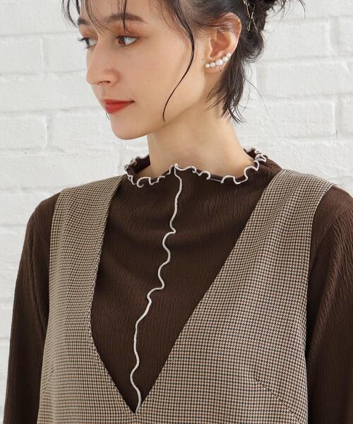 SHOO・LA・RUE(シューラルー)の「◆【親子リンク対応/大人カジュアル】体系カバーも叶う!ウール調深Vネックジャンドレ(スカート・レディース・モスグリーン/キャメル/ブラック・04/03/02)」の7枚目の写真