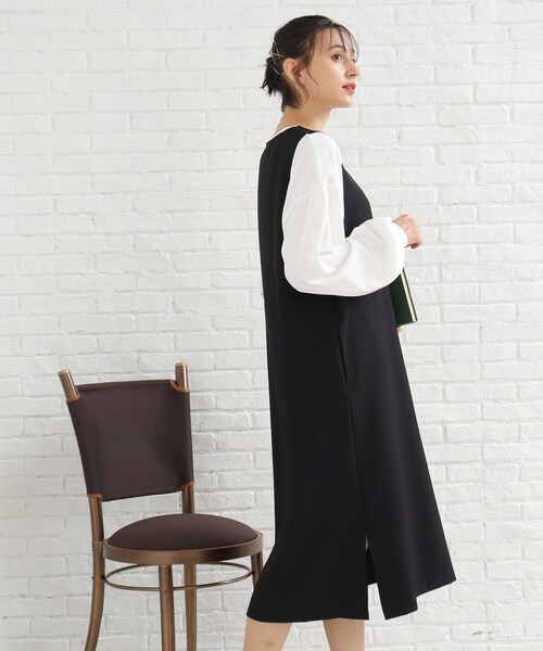 SHOO・LA・RUE(シューラルー)の「◆【親子リンク対応/大人カジュアル】体系カバーも叶う!ウール調深Vネックジャンドレ(スカート・レディース・モスグリーン/キャメル/ブラック・04/03/02)」の13枚目の写真