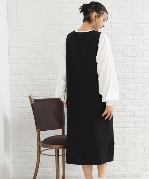 SHOO・LA・RUE(シューラルー)の「◆【親子リンク対応/大人カジュアル】体系カバーも叶う!ウール調深Vネックジャンドレ(スカート・レディース・モスグリーン/キャメル/ブラック・04/03/02)」の14枚目の写真