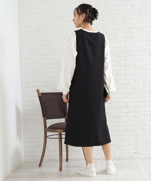 SHOO・LA・RUE(シューラルー)の「◆【親子リンク対応/大人カジュアル】体系カバーも叶う!ウール調深Vネックジャンドレ(スカート・レディース・モスグリーン/キャメル/ブラック・04/03/02)」の16枚目の写真