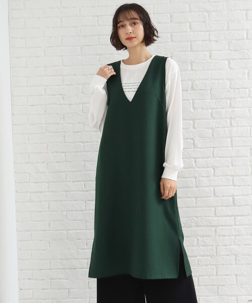 SHOO・LA・RUE(シューラルー)の「◆【親子リンク対応/大人カジュアル】体系カバーも叶う!ウール調深Vネックジャンドレ(スカート・レディース・モスグリーン/キャメル/ブラック・04/03/02)」の19枚目の写真