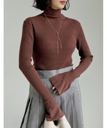 Re:EDIT（リエディ）の「[2025AW COLLECTION][販売枚数3.4万枚突破！][華奢見えが叶う]フレアスリーブハイネックリブニットトップス（ニット/セーター）」