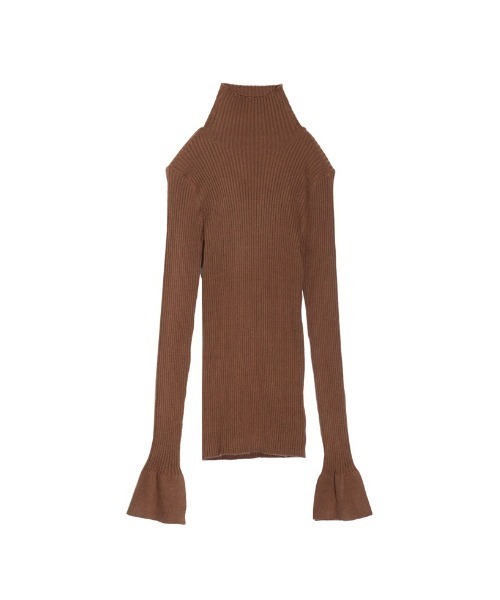 Re:EDIT（リエディ）の「[2025AW COLLECTION][販売枚数3.4万枚突破！][華奢見えが叶う]フレアスリーブハイネックリブニットトップス（ニット/セーター・レディース・ブラック/ベージュ/オレンジ/グリーン/アイボリー/モカ/ホワイト系その他/ダークブラウン/グリーン系その他/ブルー/チャコールグレー/キャメル/ブラック系その他/カーキ/レッド系その他/ベージュ系その他/グリーン系/ラベンダー・MEDIUM/LARGE）」の7枚目の写真