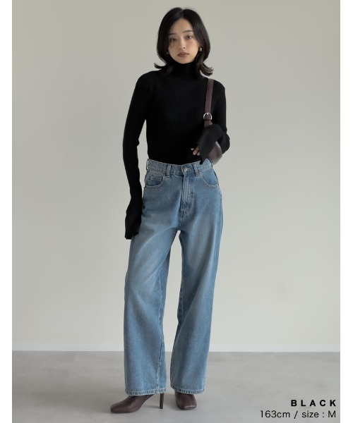 Re:EDIT（リエディ）の「[2025AW COLLECTION][販売枚数3.4万枚突破！][華奢見えが叶う]フレアスリーブハイネックリブニットトップス（ニット/セーター・レディース・ブラック/ベージュ/オレンジ/グリーン/アイボリー/モカ/ホワイト系その他/ダークブラウン/グリーン系その他/ブルー/チャコールグレー/キャメル/ブラック系その他/カーキ/レッド系その他/ベージュ系その他/グリーン系/ラベンダー・MEDIUM/LARGE）」の22枚目の写真