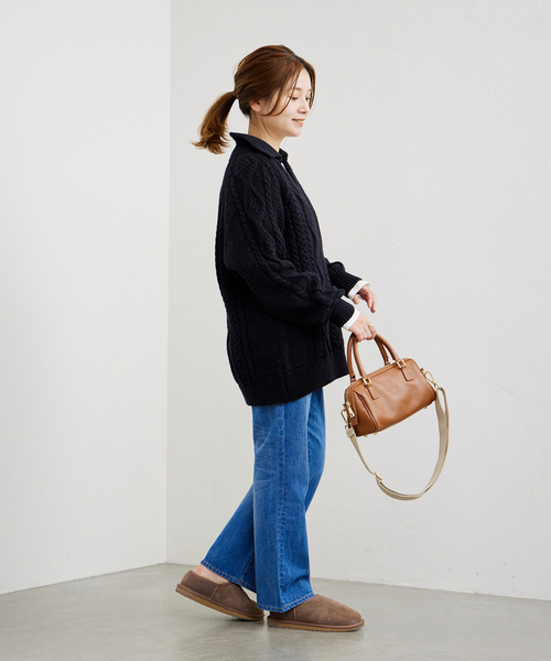 Oldderby Knitwear(オールダービーニットウェア)の「【Oldderby Knitwear/オールドダービーニットウェア】スキッパーアランニット(ニット/セーター・レディース・ネイビー/ブラウン・38)」の18枚目の写真