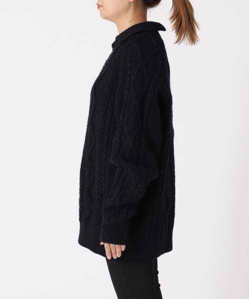 Oldderby Knitwear(オールダービーニットウェア)の「【Oldderby Knitwear/オールドダービーニットウェア】スキッパーアランニット(ニット/セーター・レディース・ネイビー/ブラウン・38)」の22枚目の写真