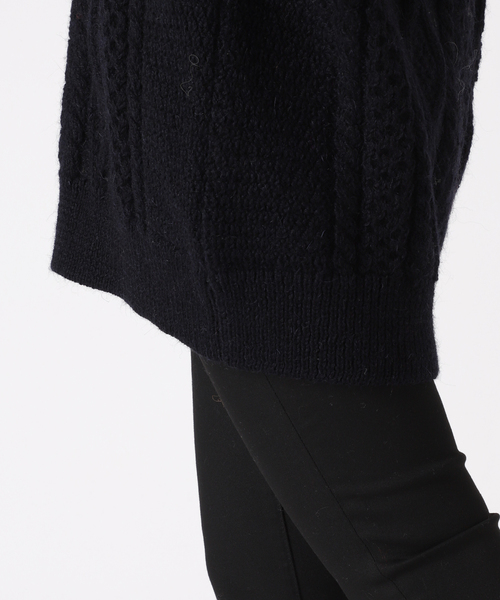 Oldderby Knitwear(オールダービーニットウェア)の「【Oldderby Knitwear/オールドダービーニットウェア】スキッパーアランニット(ニット/セーター・レディース・ネイビー/ブラウン・38)」の9枚目の写真