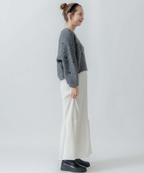 flower(フラワー)の「ハートニット(ニット/セーター・レディース・アイボリー/ブラック・FREE)」の4枚目の写真