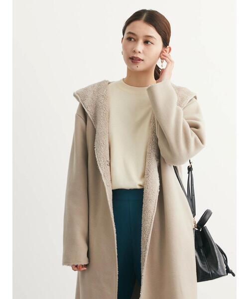 Green Parks（グリーンパークス）の「フード付き裏ボアロングコーディ