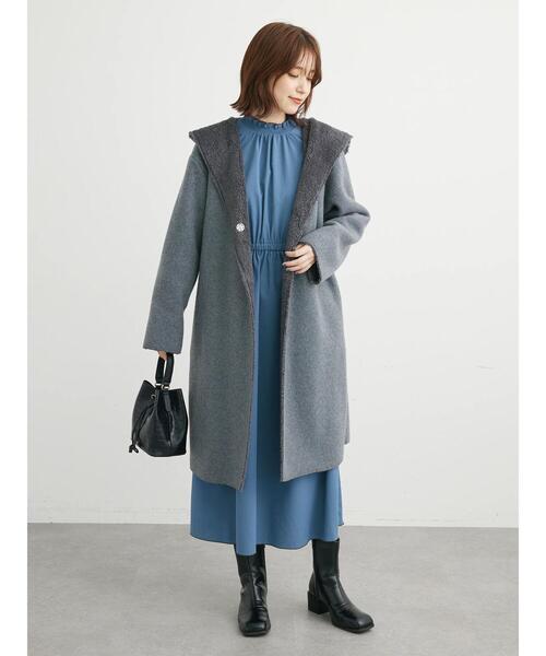 Green Parks（グリーンパークス）の「フード付き裏ボアロングコーディ