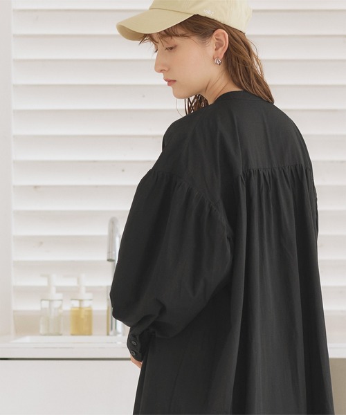 titivate（ティティベイト）の「ﾎﾞｳﾀｲﾘﾎﾞﾝﾎﾞﾘｭｰﾑｼｬﾂﾜﾝﾋﾟｰｽ（シャツワンピース・レディース・ラベンダー/オフホワイト/ブラック・S/M）」の10枚目の写真